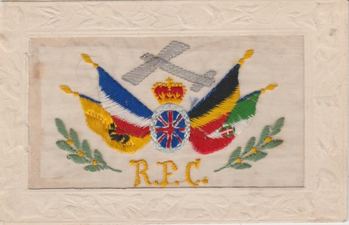 Ww1 silk postcard royal - silk, r.f.c.