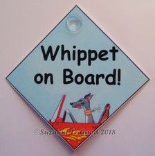 Whippet dog art sign on board