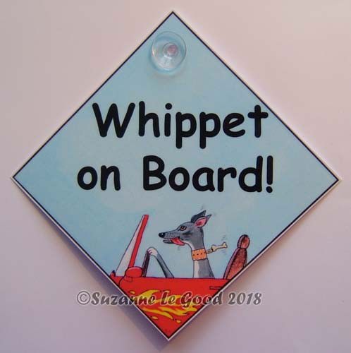 Whippet dog art sign - , board
