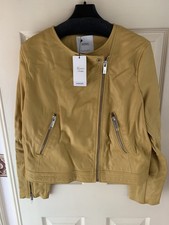 Mango Leather Jacket Beige