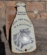 Vintage Old Antique Rare W.H. Blackmer Milk Bottle Porcelain Enamel Sign Board