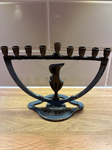 Vintage brass menorah hanukkah - brass,