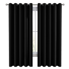 Pair of Blackout Curtains Eyelet Ring Top Ready Made Thick Thermal Curtain Set