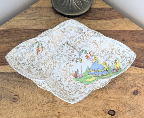 Vintage crinoline lady - crinoline, plate