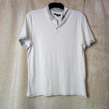 Banana Republic Mens Polo T Shirt White Grey Size M Contrast Collar Luxury Touch