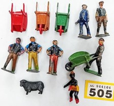 Vintage lead wheelbarrows workmen costermonger Britains Johillco etc 505