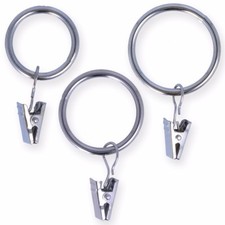 25mm - 35mm CHROME CURTAIN POLE ROD CLIP RINGS Metal Net Voile Hanging Clipping