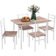 HOMCOM 5-Piece Dining Table&Chairs Set, Space-Saving, Brown/White  , Refurbished