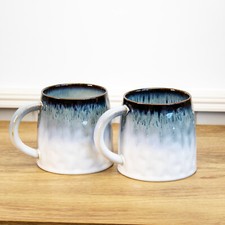 Set Of 2 Blue Reactive Glaze