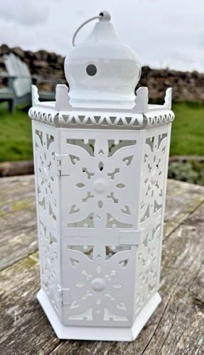 Moroccan style white metal tea - white,