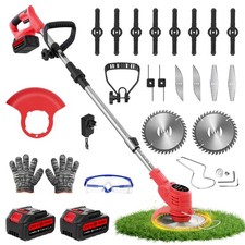 21V Cordless Strimmer Grass Trimmer Tree Cutter Garden Edger Electric 2 Battery