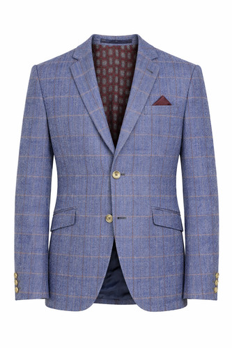 Light blue check jacket - blue,