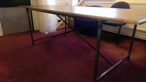 Dining table solid oak iron - table,