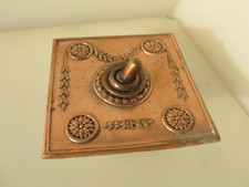 Vintage Brass Light Switch Plate Ceramic Deco Old Antique Toggle Art Deco Copper