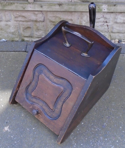 Vintage wooden coal scuttle - vintage,