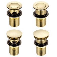 Polished/Brushed Gold Basin Waste Click-Clack Slotted/Unslotted Brass Sink Plug