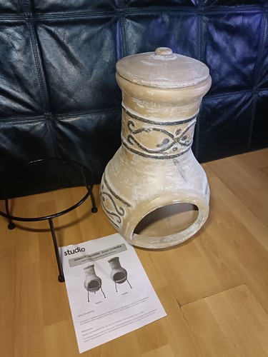 Clay outdoor chiminea with - clay,