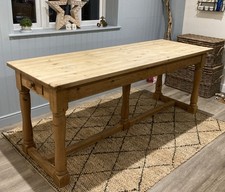 Vintage Antique Pine Refectory Kitchen Dining Scullery Prep Farmhouse Table 6-8 