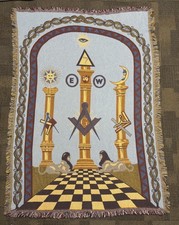 60.8×48.5in (roughly) large freemason throw blanket 