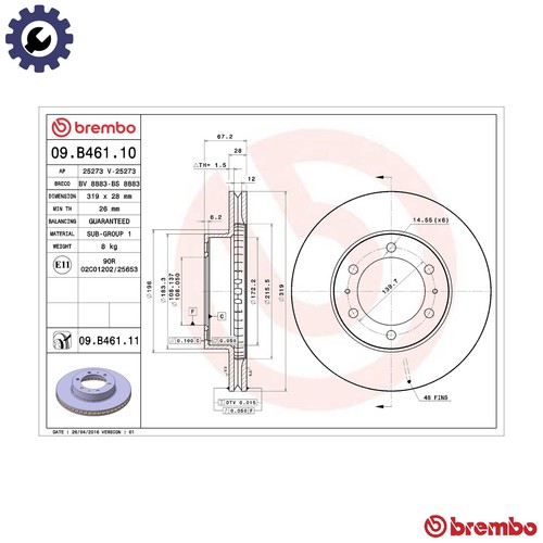 Brake disc b461 - disc, 09.b461.11