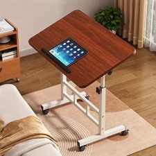 Adjustable Overbed Table with Split Tilting Top & Wheels Laptop Standing Desk UK