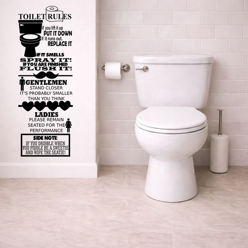 Toilet rules quote wall - quote,