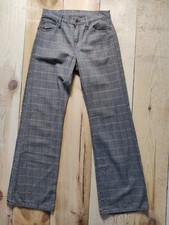 REPLAY TROUSERS W30 L32 BROWN HERITAGE CHECK COTTON FLARED BOOTCUT JEANS MENS