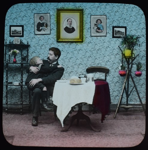 Hand coloured magic lantern - coloured,