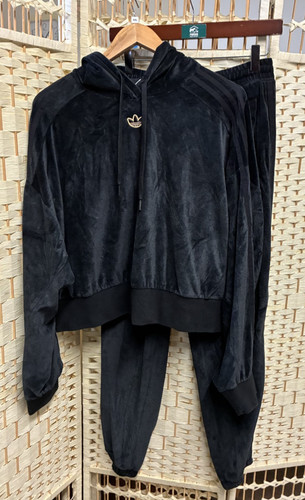 Adidas tracksuit black velour - adidas,