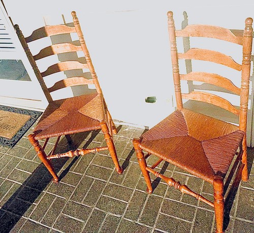 Vintage pair rush wooden - rush,