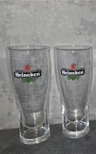 Genuine Heineken Dutch Imported, 500ml Nucleated Glasses. set of two. NEW.