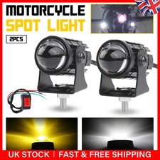 2x Motorcycle LED Headlight Fog Driving Spot Light Auxiliary Lamp Yellow White