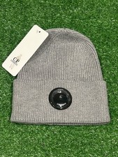 CP COMPANY LENS BADGE BEANIE HAT GREY NEW WITH TAGS
