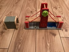 Wooden Train Track Retracting Suspension Bridge and Tunnel . Compat With Brio