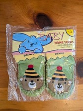 Baby Boy Indoor Striped Teddy bear Slippers Shoe Socks Moccasins - UNISEX