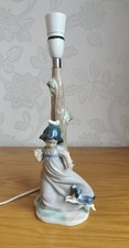 Nao by Lladró Figurine Table Lamp Girl Playing With Puppy