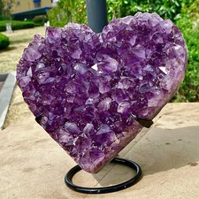 5.59LB Natural Brazilian amethyst hand cut heart-shaped decoration