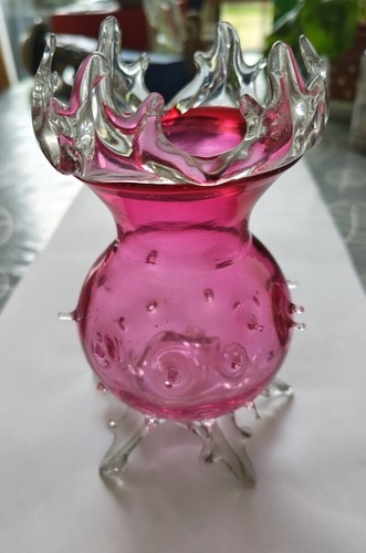 Victorian cranberry glass vase - victorian,