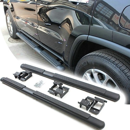 2pcs black running boards - black, side