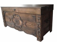 Wooden Vintage Blanket Trunk Box Coffee Table Chest Ottoman Furniture WJUL5