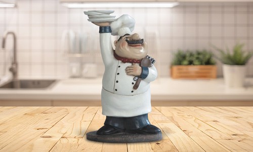 Chef serving statue - chef,
