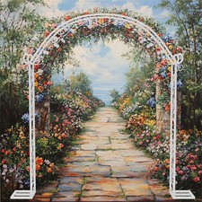 XL Large Rust-proof Wedding Arch Garden Arbor Curved Metal Enduring Iron Pergola