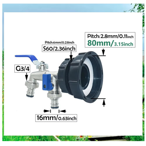 Ibc water tank tap - water, adapter