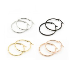 Hoop Earrings Sleeper Leverbacks Silver 18k Gold Plate Rose Gold Black 8mm-50mm 