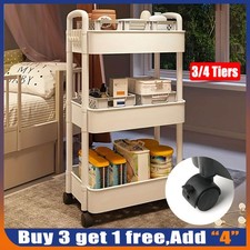 4 Tier Kitchen Rotating Storage Trolley Cart Utility Vegetable Mobile Shelf Rack