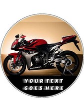 Honda Motorbike personalised message 7.5"  Edible Birthday Cake Topper.