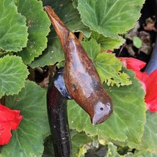 VINTAGE Folk Art Rustic Walking Stick Cane Carved Bird Handle - 90cm -GT41A