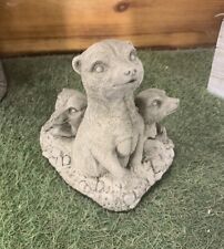 STONE GARDEN SUBMERGED DIGGING MEERKAT FAMILY STATUE ORNAMENT