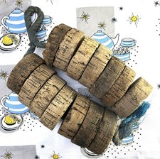 large ROPE OF 14 VINTAGE SEA FISHING NETS CORK HERRING DRIFT NET FLOATS CORNWALL