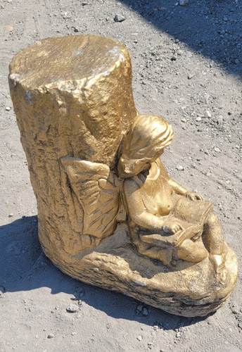 Gold concrete angel statue - gold,